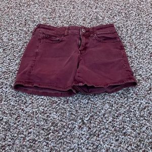 Burgundy denim shorts